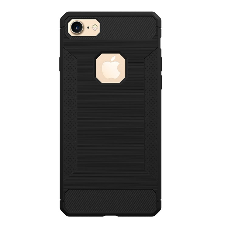 Anti-slip Carbon Fiber Texture Brushed Matte TPU Case for iPhone 8 / 7 4.7 inch - Black-2