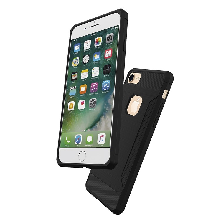 Anti-slip Carbon Fiber Texture Brushed Matte TPU Case for iPhone 8 / 7 4.7 inch - Black-4