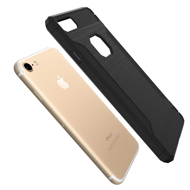 Anti-slip Carbon Fiber Texture Brushed Matte TPU Case for iPhone 8 / 7 4.7 inch - Black-5