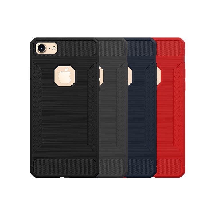 Anti-slip Carbon Fiber Texture Brushed Matte TPU Case for iPhone 8 / 7 4.7 inch - Black-7