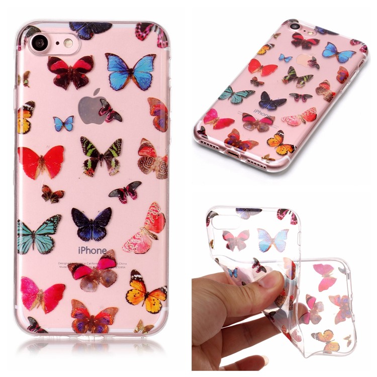 

Transparent IMD TPU Gel Mobile Phone Back Cover for iPhone 8 / 7 4.7 inch - Butterflies