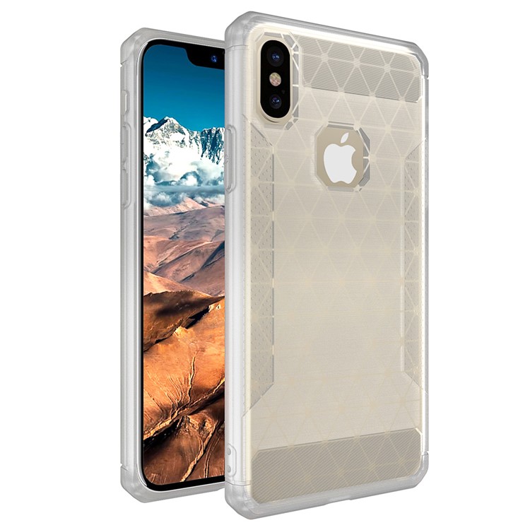 Geometric Pattern Matte Anti-slip TPU Back Case for iPhone X - White-1
