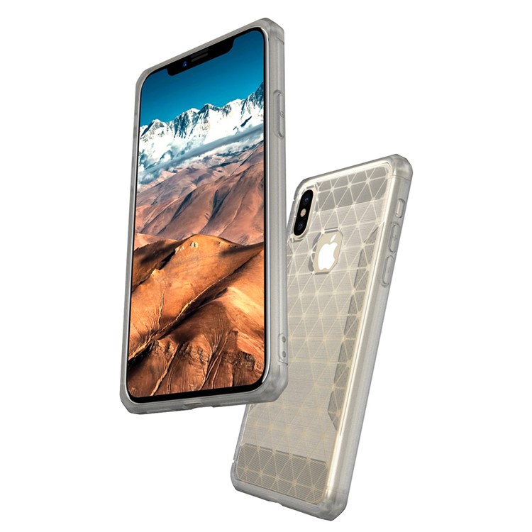 Geometric Pattern Matte Anti-slip TPU Back Case for iPhone X - White-6