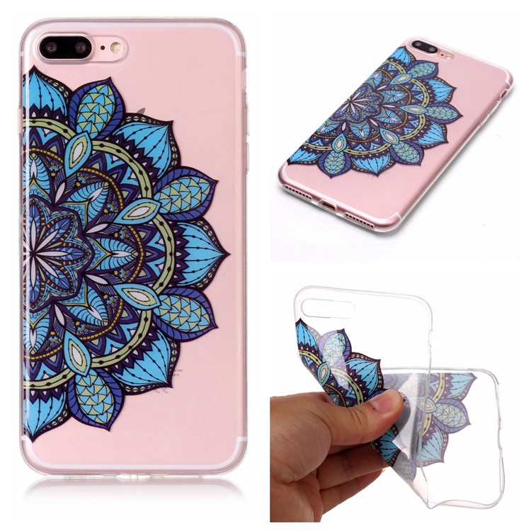 

Pattern Printing IMD TPU Cover Shell for iPhone 8 Plus / 7 Plus - Blue Flower