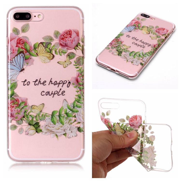 

Pattern Printing IMD TPU Case Phone Cover for iPhone 8 Plus / 7 Plus - Butterflies and Flowers