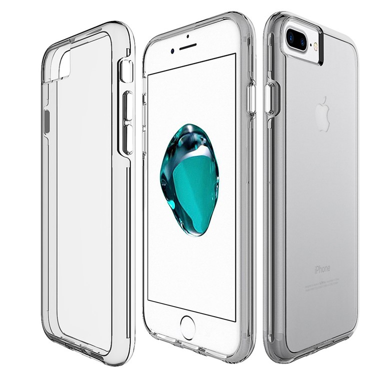 

For iPhone 8 Plus/7 Plus/6s Plus/6 Plus Clear PC + TPU Mobile Case with Electroplated Buttons - Grey