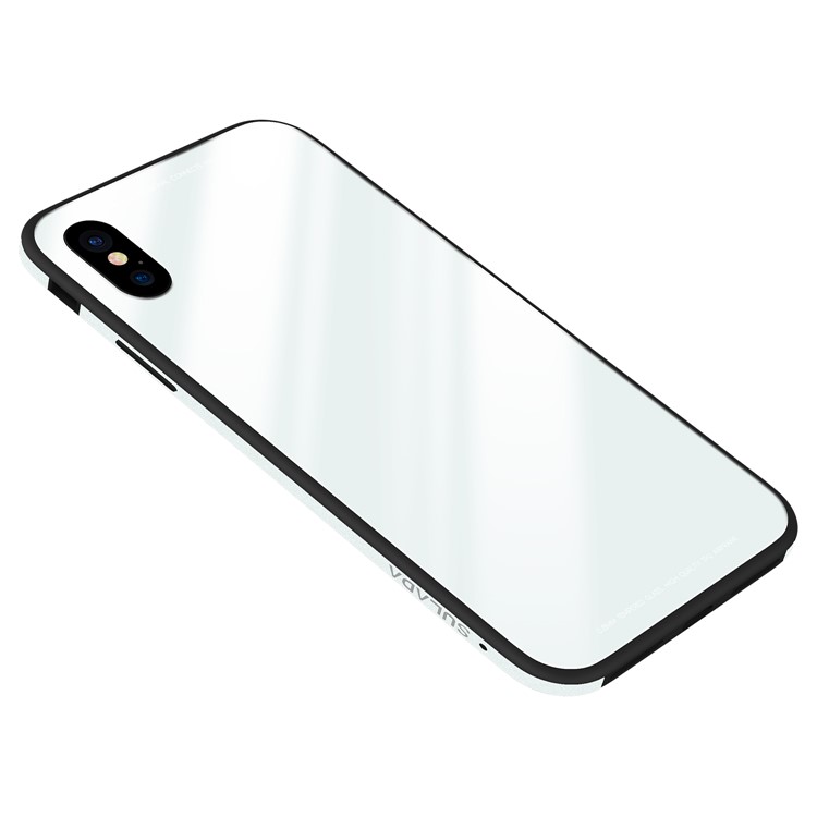 SULADA para el iPhone X / 10 de vidrio templado a prueba de gotas + TPU + Metal caso híbrido - Blanco-3