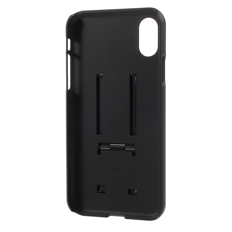Grid Pattern Plastic Belt Clip Kickstand Holster Case Cover for iPhone X - Black-14