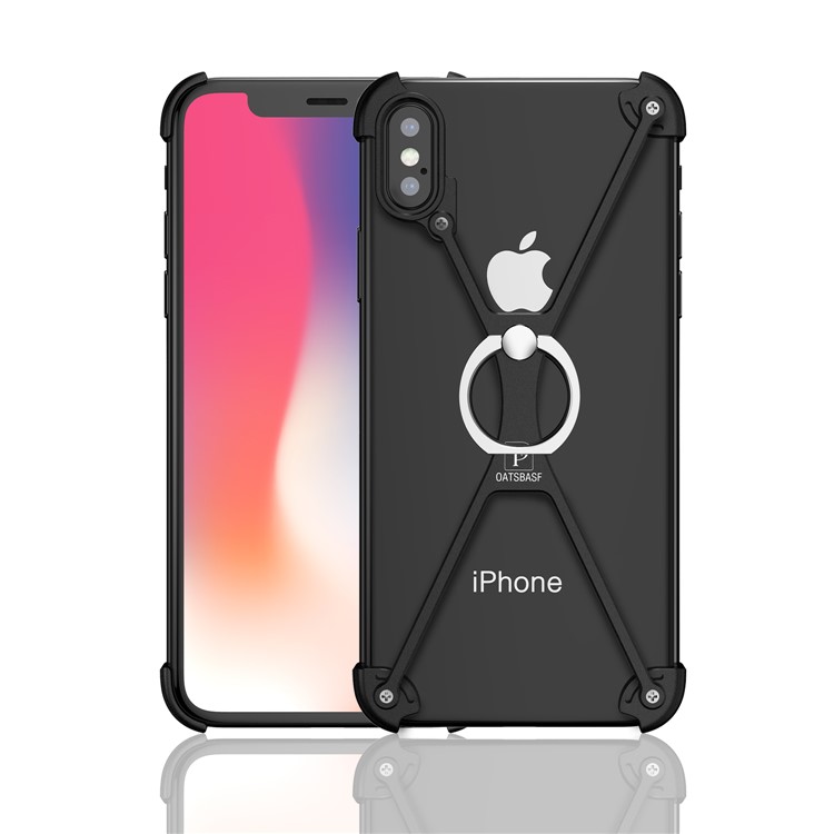 

OATSBASF Лазерная Резка X-образный Алюминиевый Сплав Рама Бампер С Ручкой Для Iphone X / 10 5.8 Inch - Черный, iPhone X