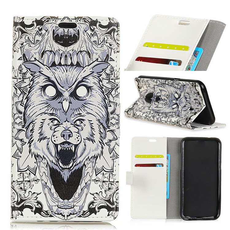 

Pattern Printing Leather Wallet Cover Case for iPhone 8 Plus / 7 Plus 5.5 inch - Abstract Owl and Lion