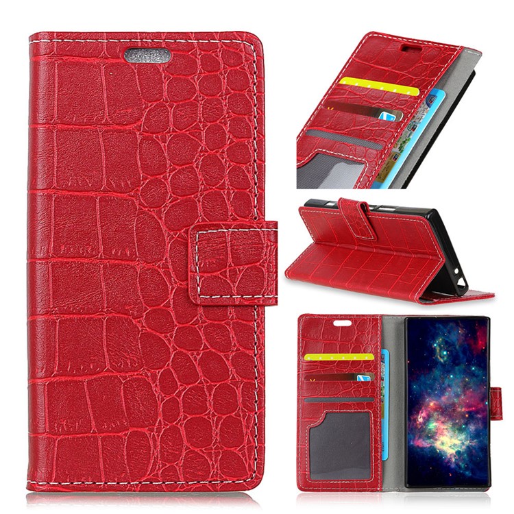

Crocodile Texture Wallet Stand Leather Phone Case for iPhone 8 Plus / 7 Plus 5.5 inch - Red