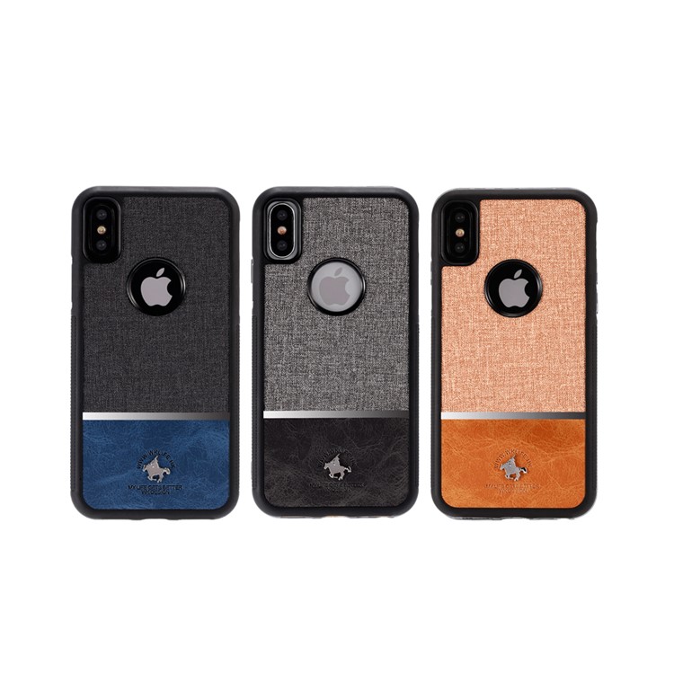 WK Carlo Series Assorted Color Leather Coated PC TPU Hybrid Case for iPhone X - Black-2