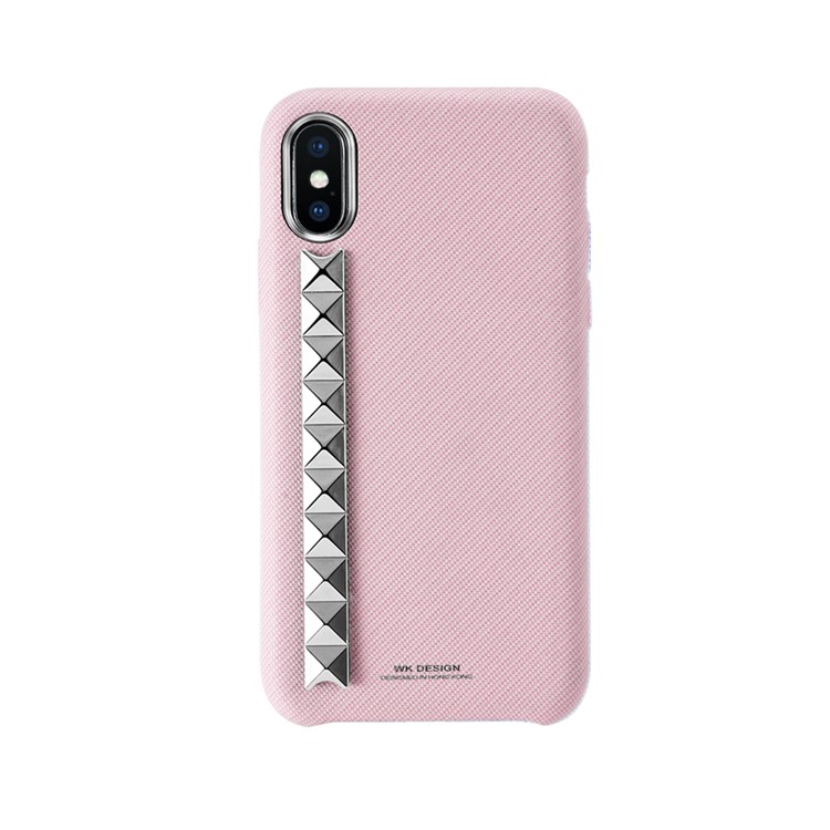 WK PC Textile Coated with 3D Pyramid Decor Phone Case for iPhone X (Ten) 5.8 inch - Pink-1