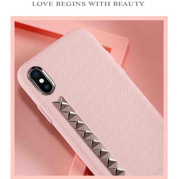 WK PC Textile Coated with 3D Pyramid Decor Phone Case for iPhone X (Ten) 5.8 inch - Pink-2