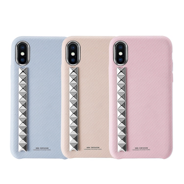 WK PC Textile Coated with 3D Pyramid Decor Phone Case for iPhone X (Ten) 5.8 inch - Pink-3
