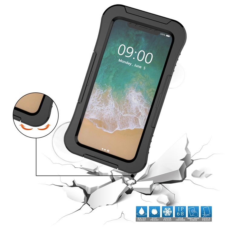 IP68 6M Underwater Waterproof Case for iPhone X/XS 5.8 inch Dirt/Dust/Snow Proof Case - Black-3