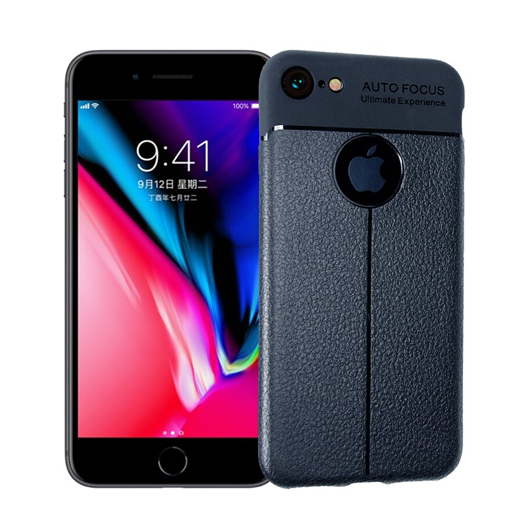 

ANGIBABE Slim Litchi Зерновая Мягкая Задняя Оболочка TPU Для Iphone 8 / 7 4,7 Дюйма - Темно-синий, iPhone 8 4.7 inch