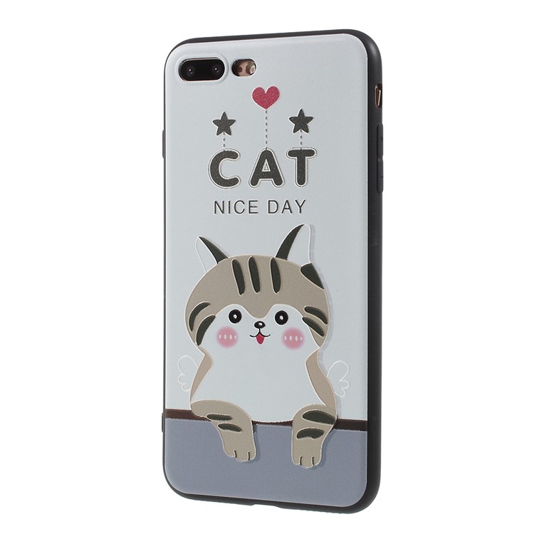 Ultra Thin Pattern Printing Soft TPU Shell for iPhone 8 Plus / 7 Plus 5.5 inch - Cat Nice Day-2