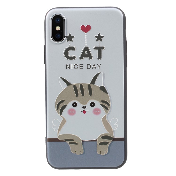 Ultra Thin Pattern Printing Soft TPU Back Case for iPhone X - Cat Nice Day-2