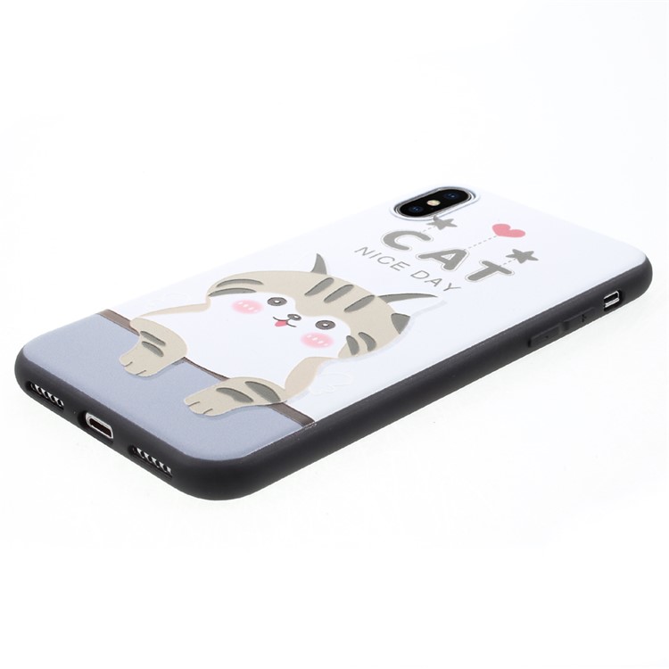 Ultra Thin Pattern Printing Soft TPU Back Case for iPhone X - Cat Nice Day-3