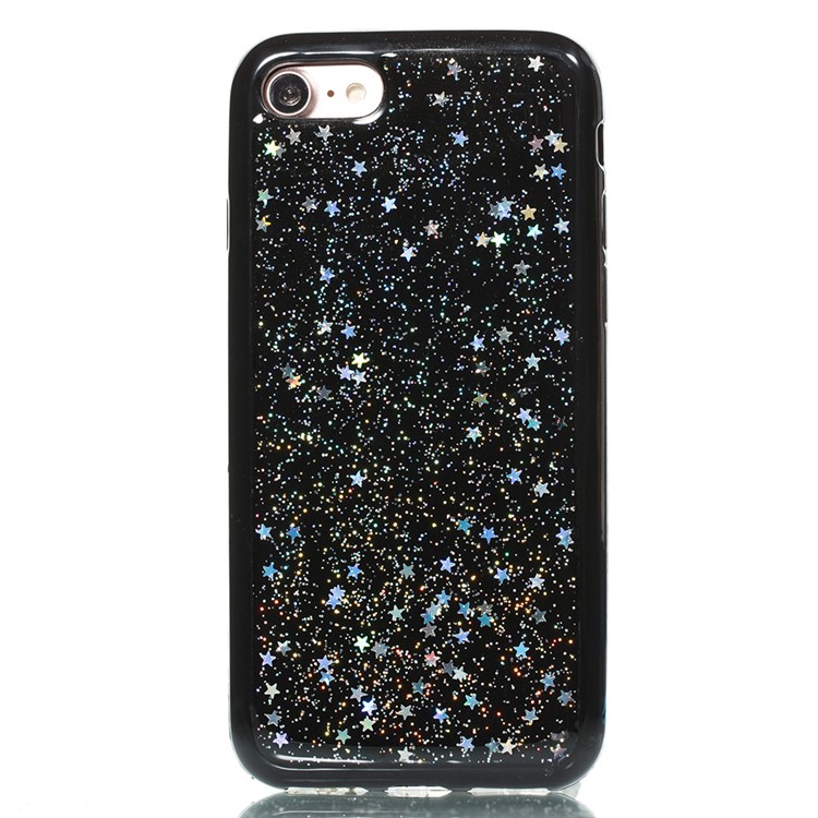 For iPhone 8/7 Epoxy Bling Glitter Powder and Stars Soft TPU Back Case - Silver-2