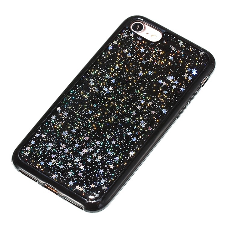 For iPhone 8/7 Epoxy Bling Glitter Powder and Stars Soft TPU Back Case - Silver-4