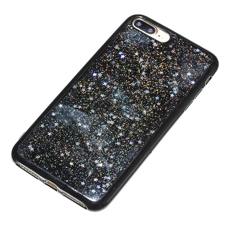 Epoxy Bling Glitter Powder and Stars Soft TPU Back Case for iPhone 8 Plus / 7 Plus 5.5 inch - Silver-3
