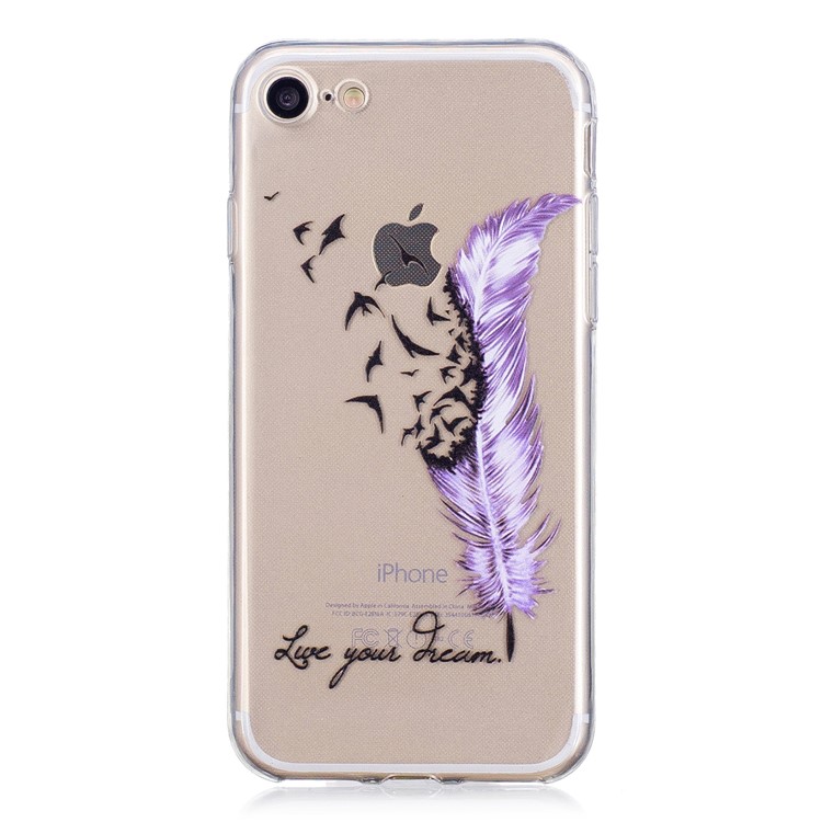 

Embossed Pattern TPU Mobile Phone Cover for iPhone 8 / 7 4.7 inch - Feather and Birds