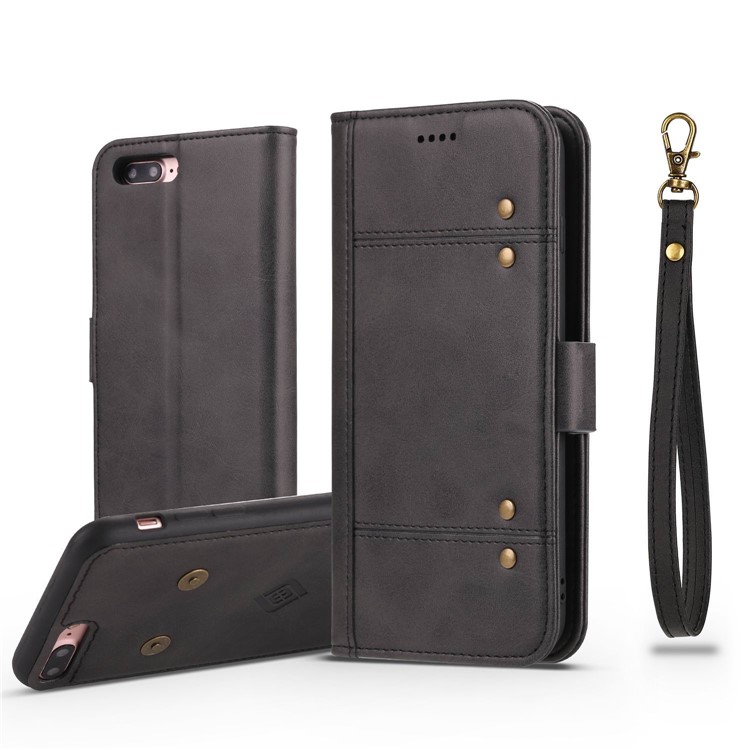 LC.IMEEKE Detachable 2-in-1 PU Leather Wallet Stand TPU Phone Case for iPhone 8 Plus/7 Plus 5.5 inch - Black-1