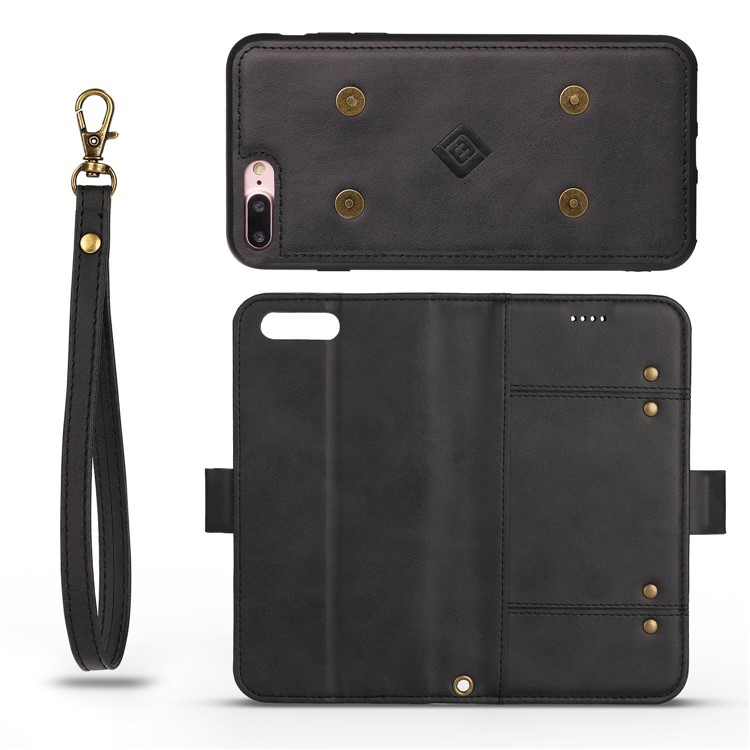 LC.IMEEKE Detachable 2-in-1 PU Leather Wallet Stand TPU Phone Case for iPhone 8 Plus/7 Plus 5.5 inch - Black-11
