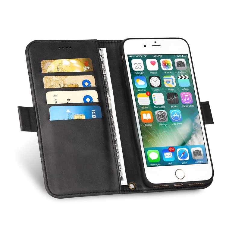 LC.IMEEKE Detachable 2-in-1 PU Leather Wallet Stand TPU Phone Case for iPhone 8 Plus/7 Plus 5.5 inch - Black-13
