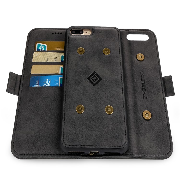 LC.IMEEKE Detachable 2-in-1 PU Leather Wallet Stand TPU Phone Case for iPhone 8 Plus/7 Plus 5.5 inch - Black-4