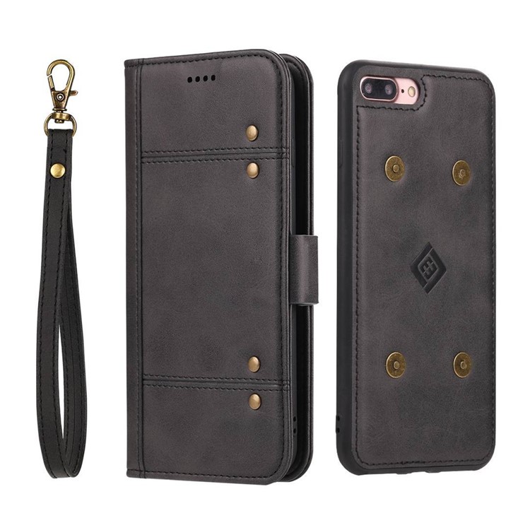 LC.IMEEKE Detachable 2-in-1 PU Leather Wallet Stand TPU Phone Case for iPhone 8 Plus/7 Plus 5.5 inch - Black-5
