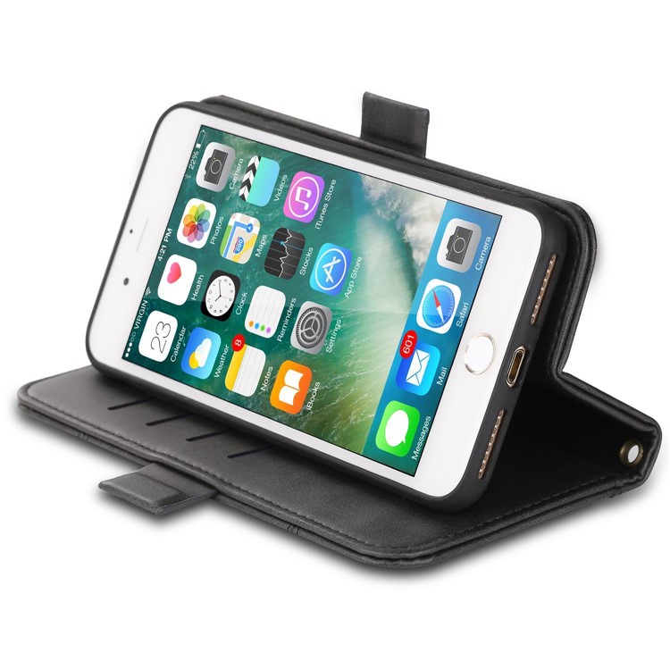 LC.IMEEKE Detachable 2-in-1 PU Leather Wallet Stand TPU Phone Case for iPhone 8 Plus/7 Plus 5.5 inch - Black-7