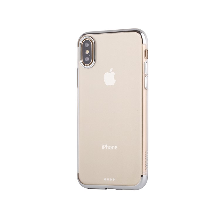SULADA Crystal Clear Plating TPU Funda para iPhone X (diez) 5.8 pulgadas - Plata-1