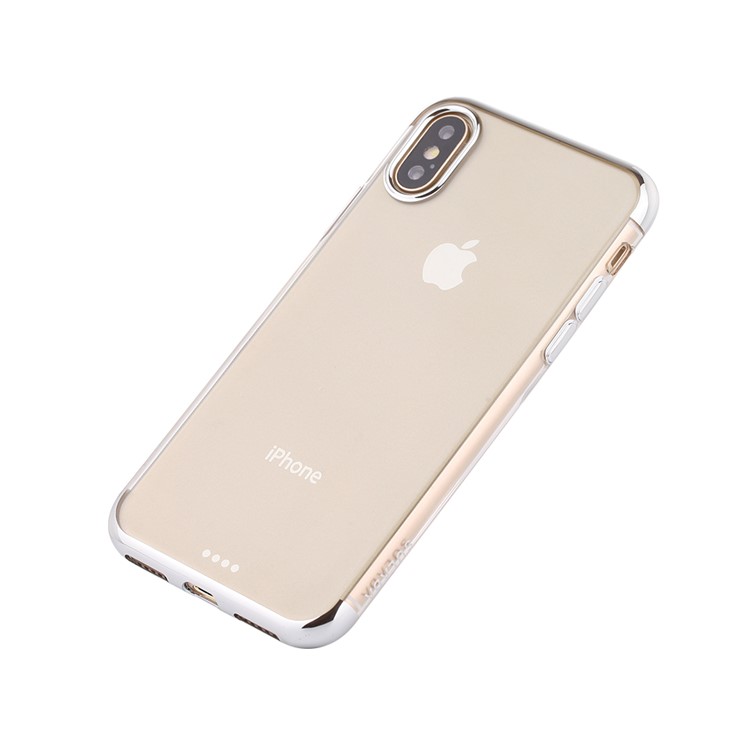 SULADA Crystal Clear Plating TPU Funda para iPhone X (diez) 5.8 pulgadas - Plata-2