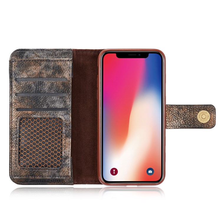 Forest Series Magnetic Stand Leather Casing Shell for iPhone X - Black-10