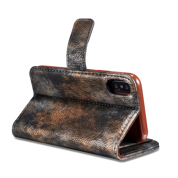 Forest Series Magnetic Stand Leather Casing Shell for iPhone X - Black-11