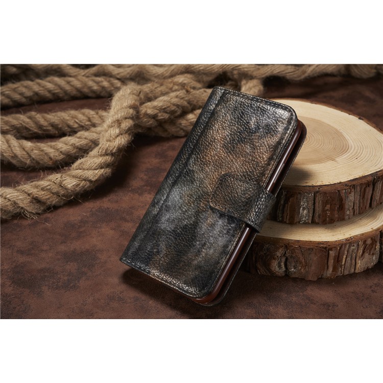 Forest Series Magnetic Stand Leather Casing Shell for iPhone X - Black-13