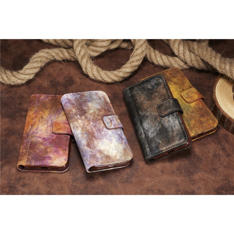 Forest Series Magnetic Stand Leather Casing Shell for iPhone X - Black-18