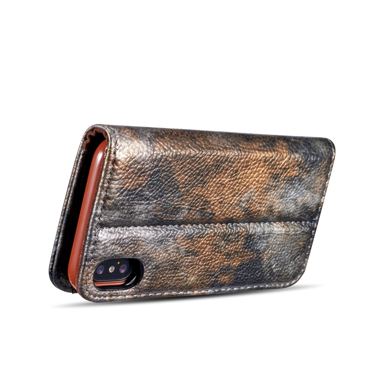 Forest Series Magnetic Stand Leather Casing Shell for iPhone X - Black-5