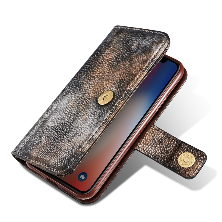 Forest Series Magnetic Stand Leather Casing Shell for iPhone X - Black-6