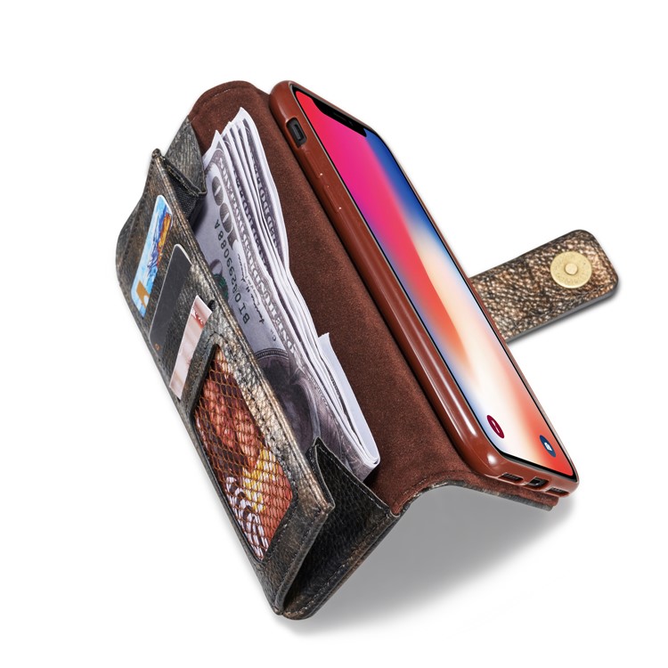 Forest Series Magnetic Stand Leather Casing Shell for iPhone X - Black-7