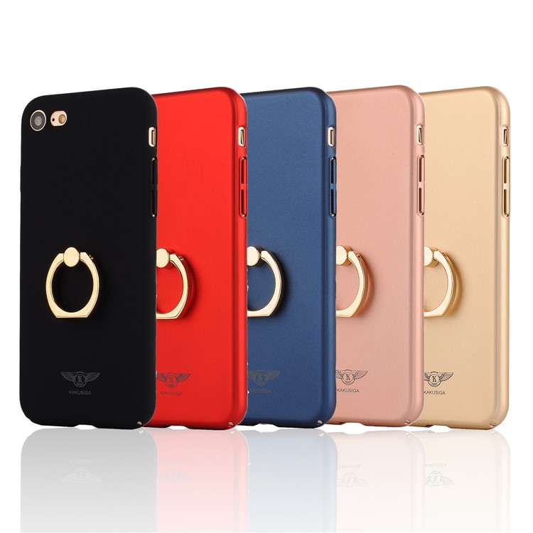 KAKUSIGA Ring Holder Kickstand Hard PC Phone Casing for iPhone 8 / 7 4.7 inch - Black-5