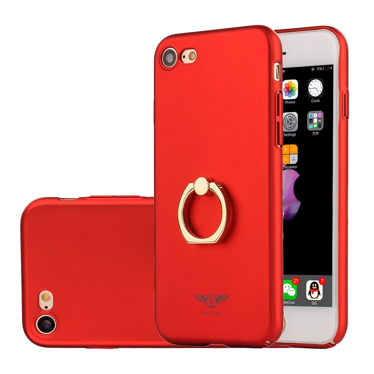 

KAKUSIGA Ring Holder Kickstand Hard PC Back Case for iPhone 8 / 7 4.7 inch - Red, iPhone 8