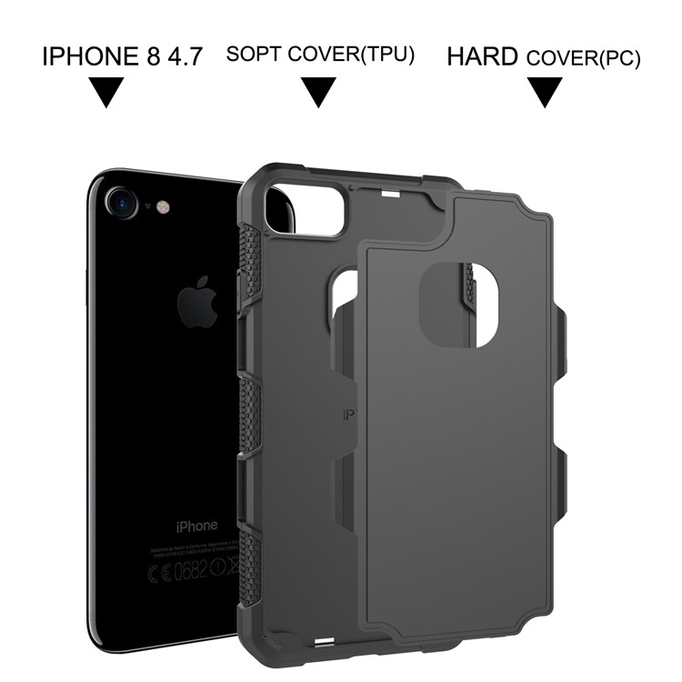 Anti-slip Shockproof PC + TPU Combo Case for iPhone 8 / 7 4.7 inch - Black-6