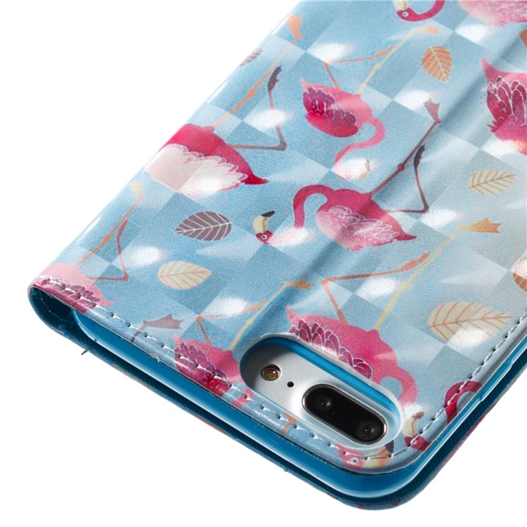 Pattern Printing Leather Wallet Case for iPhone 8 Plus / 7 Plus - Crane Pattern-3