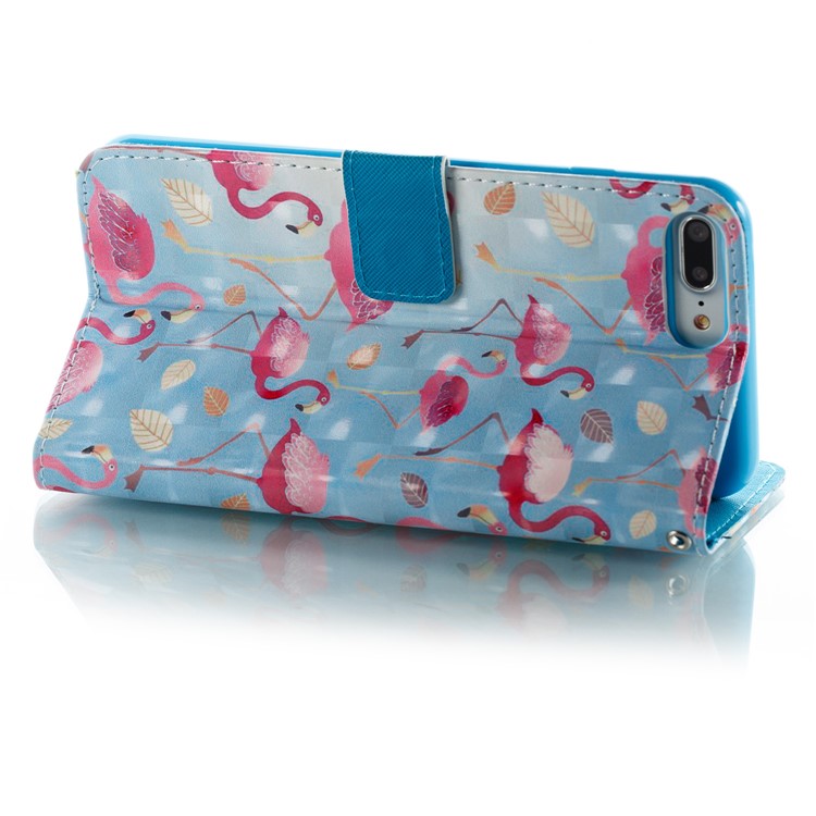 Pattern Printing Leather Wallet Case for iPhone 8 Plus / 7 Plus - Crane Pattern-4