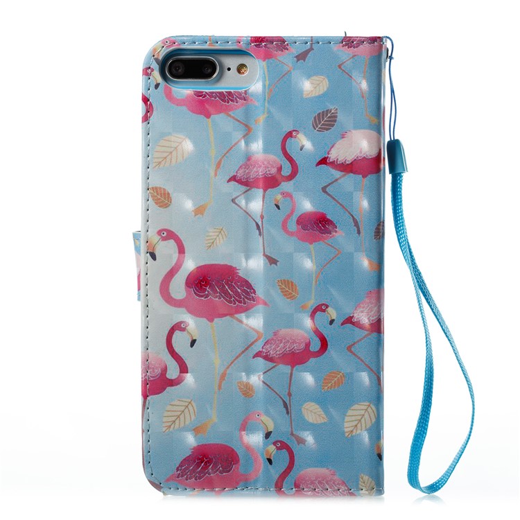 Pattern Printing Leather Wallet Case for iPhone 8 Plus / 7 Plus - Crane Pattern-7