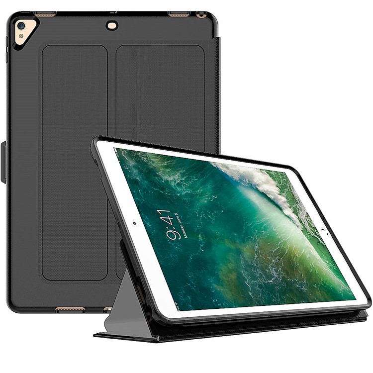 Copertura dello stand in pelle sottile per risveglio intelligente per iPad Pro da 10,5 pollici (2017) - Nero-1